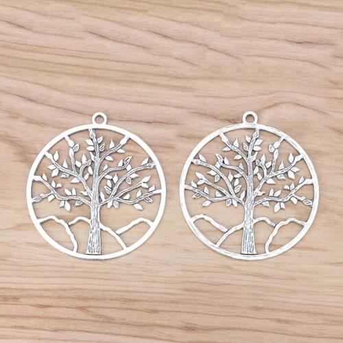 10pcs Large Tree Life Round Charms Pendants for Necklace Jewellery Making 57mm