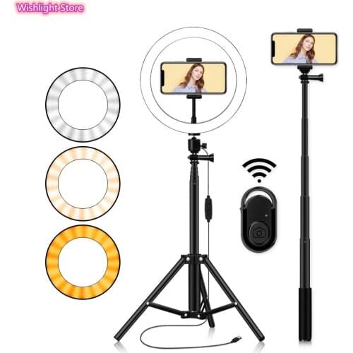 26CM Photography Lighting Phone Ringlight Tripod Stand Photo Led Selfie Bluetooth Remote Ring Light Lamp Fill Youtube Live