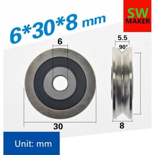 6*30*8, V groove, groove, all steel pulley, Z6 guide track, wire, right angle steel, TV0630 bearing pulley