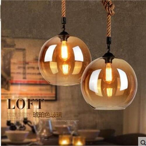 American loft personality hemp rope retro chandelier bar table restaurant lamp creative glass clothing store chandelier