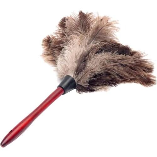 Anti-static Ostrich Feather Fur Wooden Handle Brush Duster Dust Cleaning Tool Suitable For Sofa Balcony Bed Bedroom