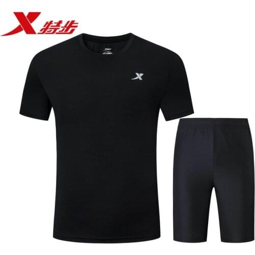 Xtep Free Shipping Summer Sports Set Mens Running Suit Mens Sportswear Breathable Short And T Shirt 881229959305