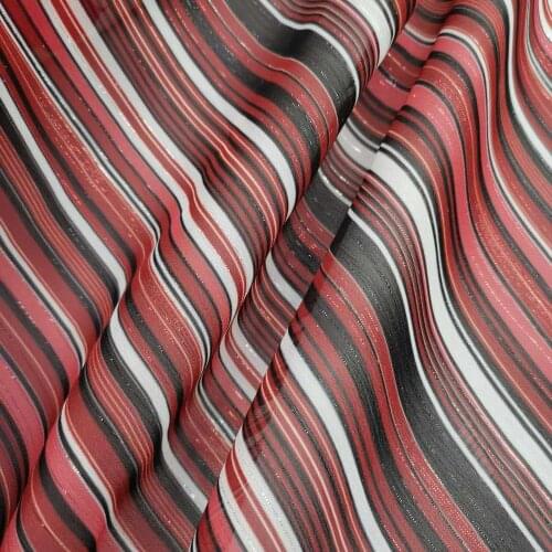 Metallic Shiny Chiffon Fabric Stripe Glamy Dress Scarf Fabric Craft DIY Textile 1 Yard