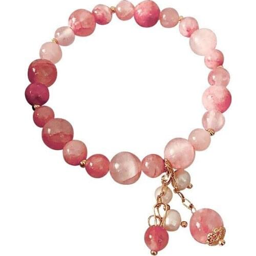 New Arrival Bracelet Girly Feelings Pink Stone Beads Strand Bracelets for Women Girls Fashion Jewelry Wholesale Drop Shipping