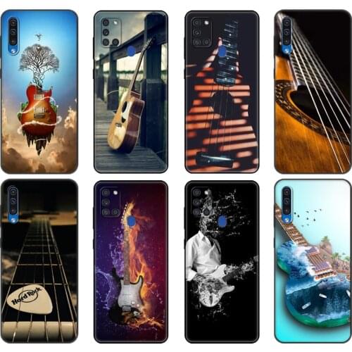 Black tpu Case For Samsung Galaxy A50 50S A30S A21S A31 A41 A51 A71 M21 M30S S10 LITE Guitar Strings Music Guitares Instrument