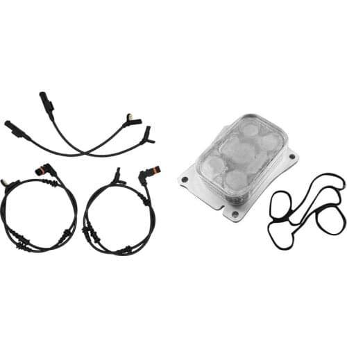 4Pcs Front Rear ABS Wheel Speed Sensor for Mercedes-Benz W164 ML350 ML320 GL350 GL450 & 1x 2711880401 Engine Oil Cooler