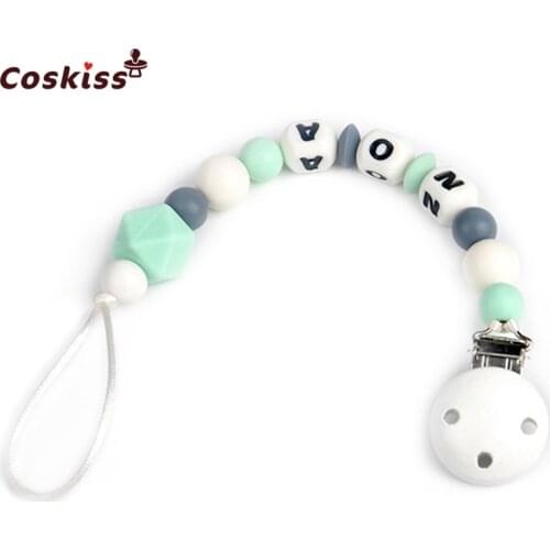 Baby Silicone Teether Bead Pacifier Clip Toodler Food Grade Baby Silicone Letter Bead Abacus Beads Eco-Friendly Baby Teether Toy