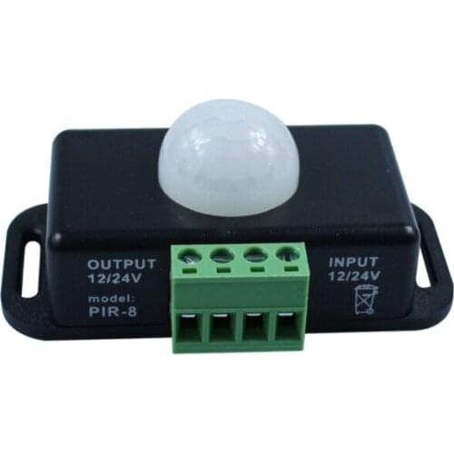 Automatic Adjustable PIR Motion Sensor Switch DC 12V 24V 8A IR Infrared Detector Light Switch Module for LED Strip Light Lamp