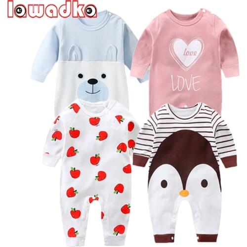 Lawadka Spring Autumn Baby Girls Boys Romper Long Sleeve Newborn Clothing Cotton Cartoon Infant Toddler Clothes Jumpsuit 2021