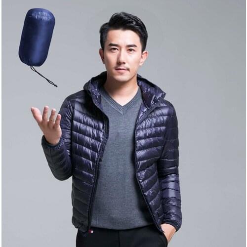 Mens All-Season Ultra Lightweight Packable Down Jacket Water and Wind-Resistant Breathable Coat Big Size Men Hoodies 5XL 6XL