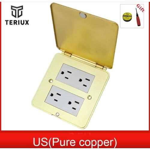 Floor electrical outlet pure copper floor receptacle flip type built in socket box ground mounted outlet