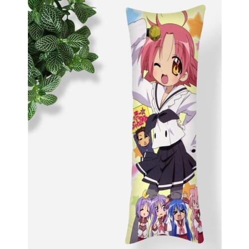 Custom Lucky Star Anime Pillowcase Printed Satin Fabric Pillow Cover Rectangular Zipper Kawaii Body Cover Dropshipping 0531