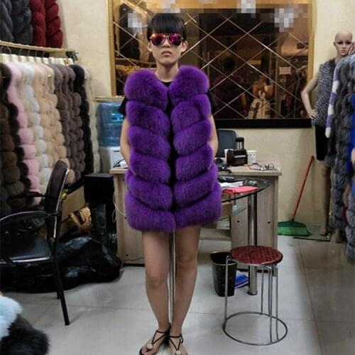 2017 new fox whole skin fur vest winter warm fur jacket in the long section