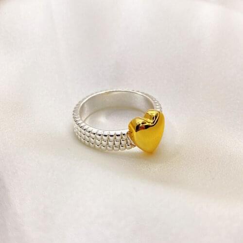 New mash-up peach heart ring female Japanese and Korean small fresh fashion personality wide-faced index finger ring