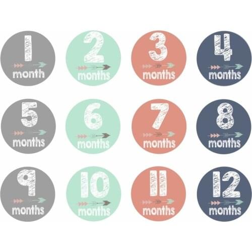 Newborn Baby Pregnant Women Monthly Waterproof Stickers Fun Lovely Month 1-12 Photograph Decoration Milestone Stickers