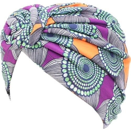 New Elastic Women Turban African Pattern Knot Headwrap Cotton Warm Bandana Hats Ladies Chemo Cap Bandanas Hair Accessories