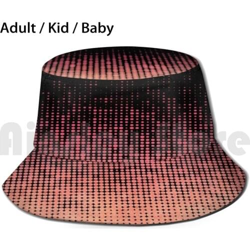Halftone In Black Coral Sun Hat Foldable UV Protection Dotted Black Unisex womens Teen Teen Orange Flame Fire