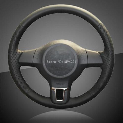 Hand Sewing Car Steering Cover Leather for Volkswagen Golf 6 Mk6 Polo MK5 2010