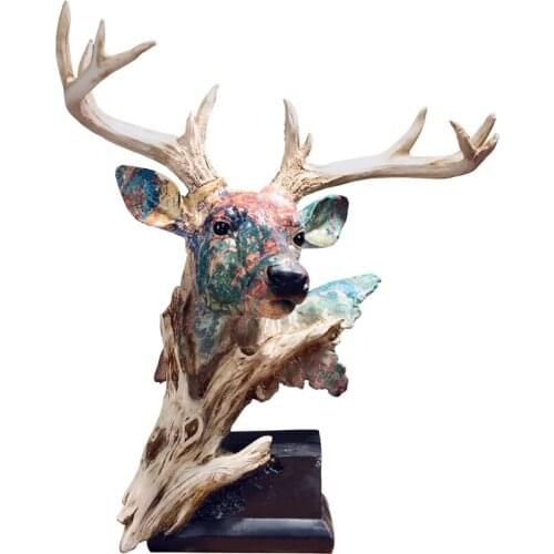 NORDIC STYLE DECORATION DECORATION RESIN SIMULATION DEER HEAD DECORATION LIVING ROOM CABINET STATUE CREATIVE DECORATION CRAFTS