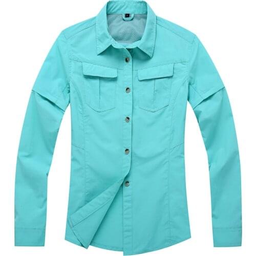 Sport Quick Dry Removable Shirts Breathable Uv Hiking Camping Clothing 2021 Women Summer Removable Fishing Shirt Outdoor