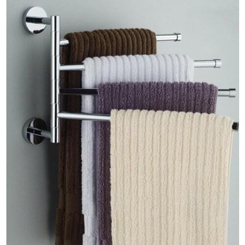 Bathroom Towel Rack Rotating Towel Holder Wall Mounted Towel Stainless Steel Swivel Rack 2/3/4 Bar Bathroom Towel Shelf