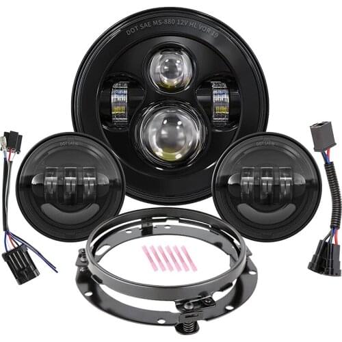 Headlight For Universal Motorcycle Parts 7" LED Motor Headlight 4.5" 4 1/2 inch Passing Light For Harley Touring Softail Classic