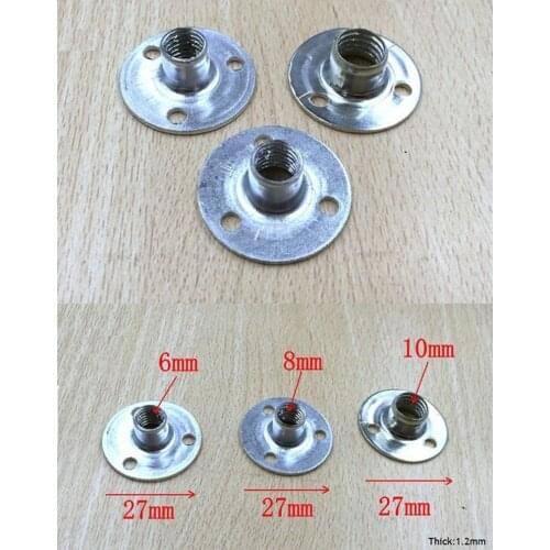 100Pcs/Lot Screw On T Tee Nut Connecting Flange Disc With M6 M8 M10 Nut For Sofa Bed Furniture Leg Connector Zinc Plating