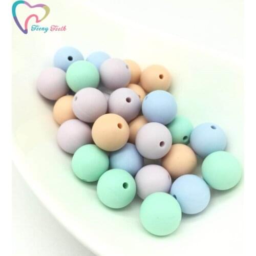 Teeny Teeth 100 PCS Soft Candy Colors Baby Teething Accessories Silicone Round 12-15 MM Beads DIY Nursing Silicone Loose Beads