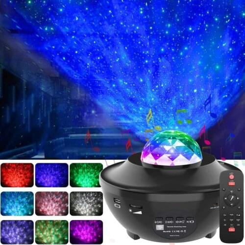 USB Starry Projector Light Music Ocean Wave Projector Light Star Sky Projector Night Light with Bluetooth Music Speaker for Baby