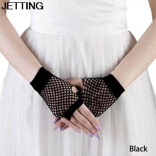 1 Pair Summer Spring Black Net Mesh Gloves Punk Fingerless Gloves For Women