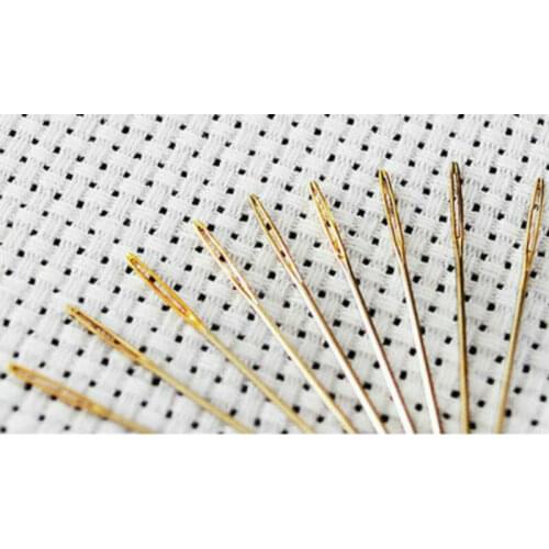 100pcs gold plated (gold eye) cross stitch needles size 24# 26# crossstitch tool