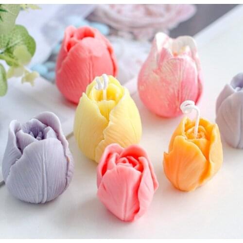 3D Chocolate Cake Mold Handmade DIY Silicone Mold Tulip Candle Mold Flower Soap