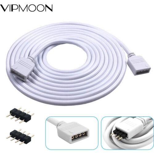 1/2/2.5/3/5M LED 4Pin Extension Wire Cable White Connector with 4Pin Needle for LED RGB 2835 5050 Light Strip Extension Cable
