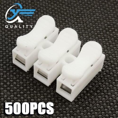 500pcs/pack CH-3 Spring Wire Quick Connector 2p Electrical Crimp Terminals Block Splice Cable Clamp Easy Fit Led Strip
