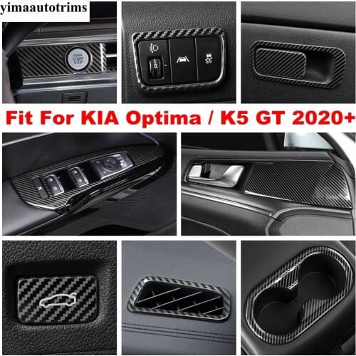 Carbon Fiber Accessories For KIA Optima / K5 GT 2020 2021 Rear Tail Trunk Start Stop Engine Button Air AC Outlet Vent Cover Trim