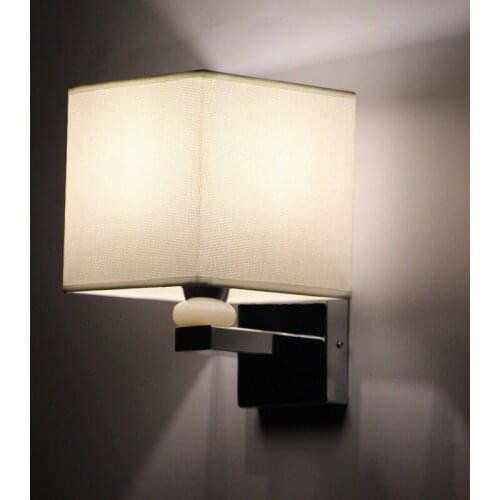 American Fabric LED Wall Lamp Chinese Hotel Bedside Wall Lamp Modern Simple Lamp in the Living Room Creative Bedroom