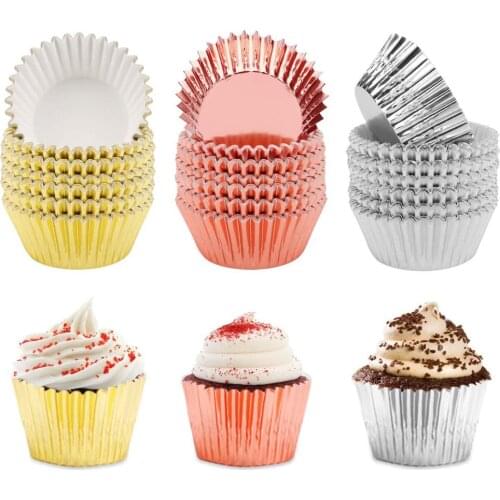 100 pcs/lot gold siliver powder bottom colorful cupcake liners Food Grade Paper heart muffin cupcake paper cups