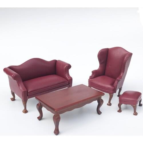 Boutique 1:12 dollhouse dollhouse mini furniture model gift single double leather sofa with pedal