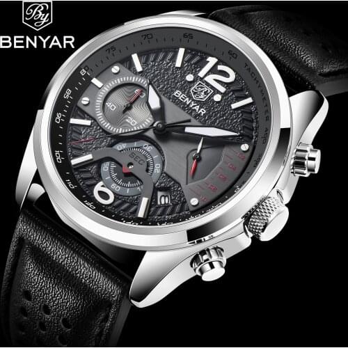 2021 BENYAR New Mens Watch Top Brand Luxury Quartz Watch Military Business Waterproof Automatic Chronograph Reloj Hombre