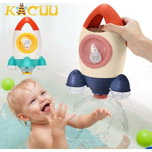 Kids Shower Bath Toys Bathroom Play Water Spraying Tool Rotary Fountain Rocket Kids Baby Bathroom Water Bath Sprinkler Toys