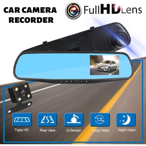 Full HD 1080P Car DVR Camera 4.3 inch Automobile Data Recorder Rearview Mirror Dash Digital Video Recorder Dual Lens Camcorder