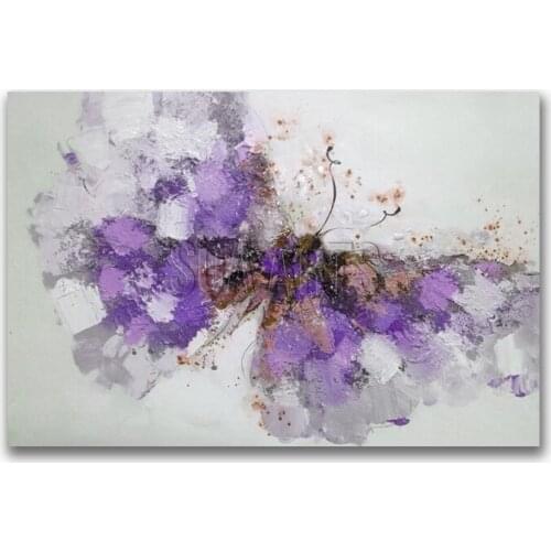 Handmade oil painting Blue purple butterfly color splash style modern acrylic art for home decoration