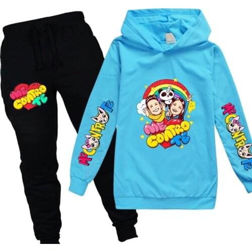 ME CONTRO TE Cartoon Print Kids Clothes Autumn Long Sleeve Baby Girl Outfit Set Hoodie 2pcs Cotton Boys Clothing