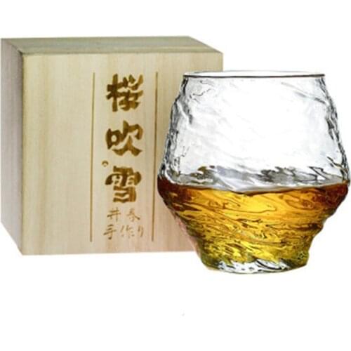 Creative Japanese Style Edo Whisky Glass Lead Free Crystal Drinking XO Brandy Liquor Whiskey Wine Glasses With Wooden Gift Box