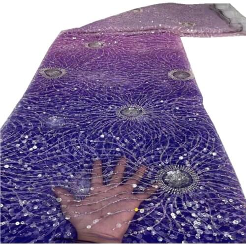 SJ Lace Beaded Lace African Lace Fabric 2021 High Quality Nigerian Lace Fabric Sequins French Tulle Lace Fabric For Dress zx5-96