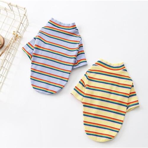 Summer Dog Clothes for Small Medium Dogs T Shirt Soft Dog Shirts Striped Puppy Dog Tee Shirt Boys Girls Dog T-Shirt with Sleeves