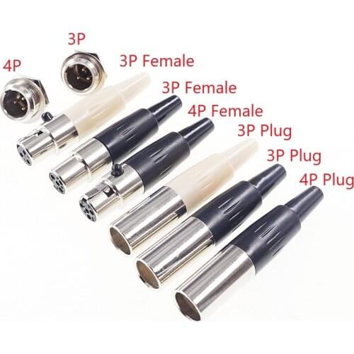 1pcs Miniature Mini XLR 3 Position 4 Pin Socket Female Plug Audio Microphone Connector receptacle Wire Soldering DIY