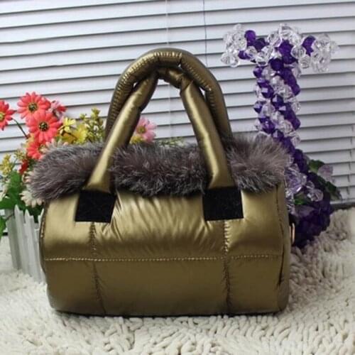 Fashion Handbag Shoulder Bag Women Tote Fox Fur Space Feather Padding Purse Luxury Brand Designer Pure Color sac a main bolsa