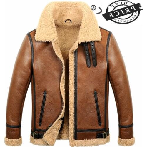 Coat Real Fur Winter Men Clothes 2021 100% Genuine Leather Jacket Sheep Shearling Bomber Jacket Sheepskin Coat Hiver Ma60