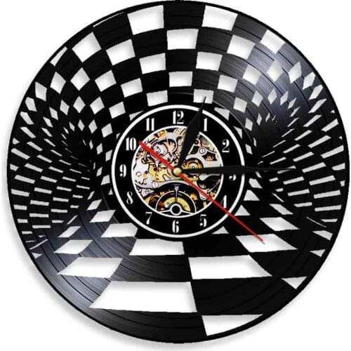 Creative Chess Board Vinyl Record Clock Dots Circles Disco Wheel Designs Hanging Clock Gift For DJ Home Decor